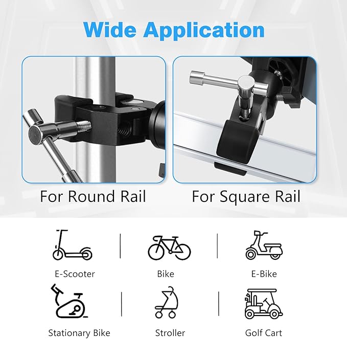 Codyofwatar Phone Holder with Clamp for Golf Cart, All Metal Universal Phone Holder Handlebar Mount Clamp for Golf, Stroller, Bicycle, Bike, Wheelchair