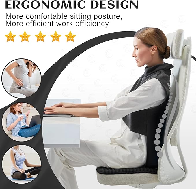 Cooushing Gel Seat Cushion, for Long Sitting -Double Thick Gel Seat Cushion Breathable Honeycomb Chair Cushion with Non-Slip Cover for Office Chair Car, Wheelchair, Long Trips,Relief Sciatica Pain