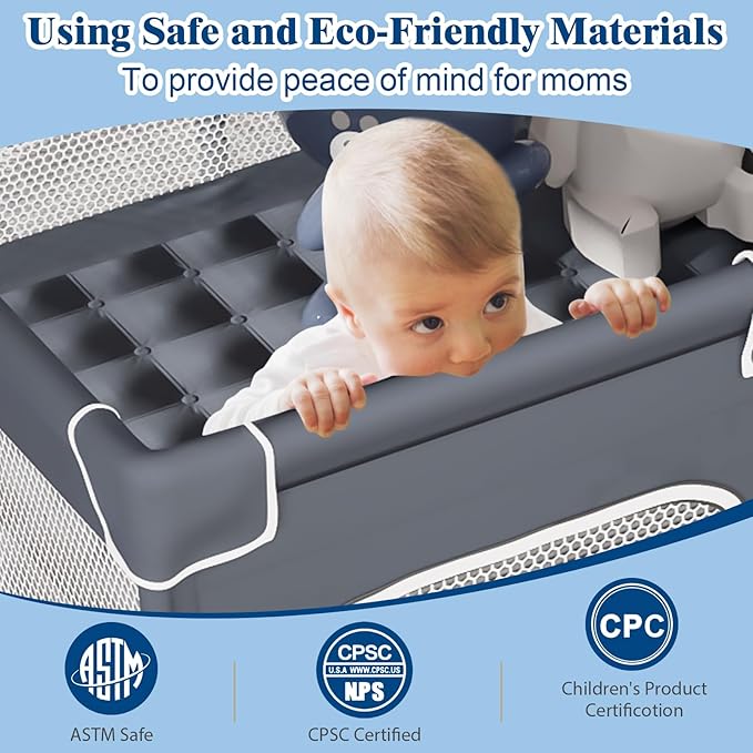Jixrolyn Small Baby Playpen with Mat, Sturdy Safety Play Yard, Washable Small Playpen for Babies, Soft Breathable Mesh, Zipper Gate, Anti-Slip Base 36"x36"