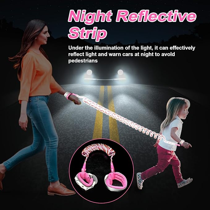 Accmor Anti Lost Wrist Link with Induction Lock, Toddler Harness Walking Leash, Reflective Child Safety Wristband, Upgrade Child Wrist Leashes with Magnetic Unlock Design (6.5ft) - for Boys and Girls