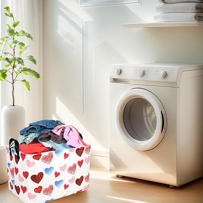 ASKETAM Valentine's Day Basket Gift for Empty Cute Heart Large Storage Bin for Kid and Baby Room Décor (Beauty Love)