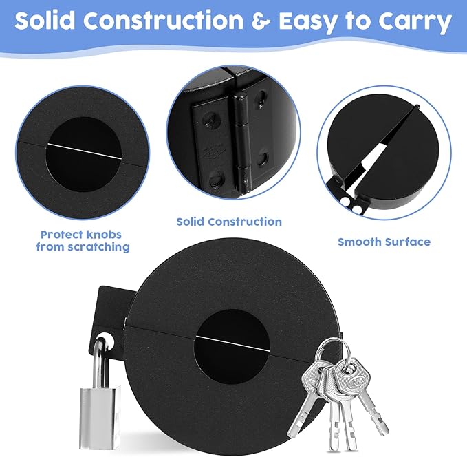 simarro Door Knob Lock Out Device, Door Handle Lock Cover with Padlock and Keys, Prevents Turning of Door Knob and Entering Keyholes for Covering Door Handles Faucets Valves(Black)