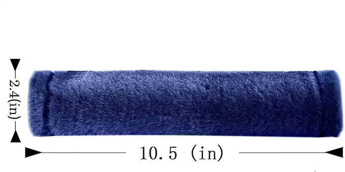 Amooca Soft Faux Fur Universal Fit Seatbelt Cover Car Truck SUV Airplane Seat Belt Shoulder Pad for Carmera Backpack Straps Neck Cushion Protector 2 Pack 10.5in Dark Blue