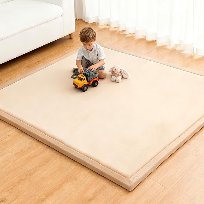 Baby Play Mat for Floor,1.3" Thick Elasti-Foam Playpen Mat for Tummy Time, Easy Care with Non-Slip Cushioned for Infant,Kids and Toddler Crawling