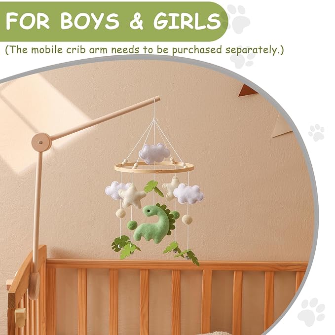 Baby Mobile for Crib – Handmade Hanging Felt Nursery Mobile – Fits Most Crib Arms – Gender-Neutral Boho Nursery Decor & Baby Gift