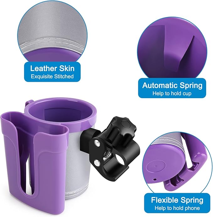 Accmor Stroller Cup Holder with Phone Keys Holder, 3-in-1 Universal Cup Holder, Drinks Bottle Holder for Stroller, Bike, Wheelchair, Walker, Scooter