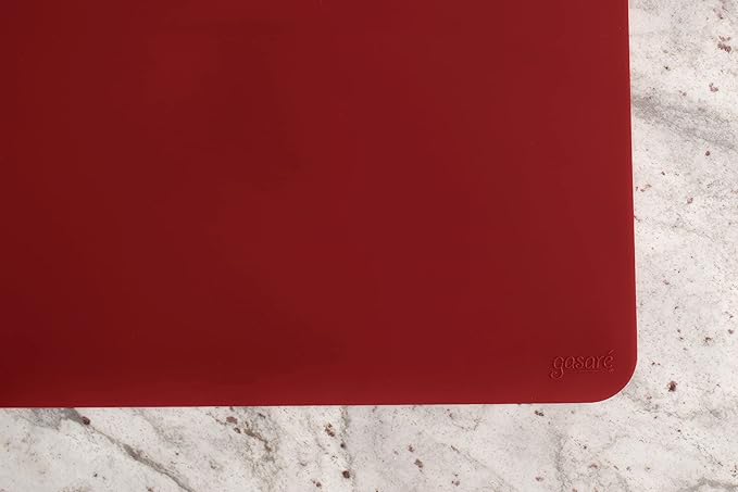 GASARÉ, Placemats Set of 4, Silicone Placemats, Table Mats, Non-Slip, Easy to Clean, Heat Resistant, Flexible, 20% Thicker, 16 x 12 inches x 1.1mm, Red