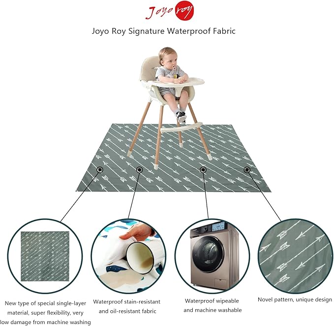 Joyo roy 135x140 cm Baby Floor Mat Splat Mat High Chair Mat Waterproof Mat Play Mat for Toddlers Splat Mat for Under High Chair Kids Placemats for Dining Table High Chair Mat for Floor Mat Under High