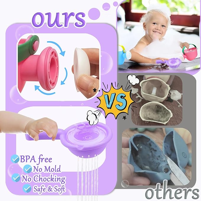 CreateView 6Pcs Toddler Bath Toys for Kids Ages 1-3, Baby Bathtub Toys, Pool Toys, Water Table Toys, Gift