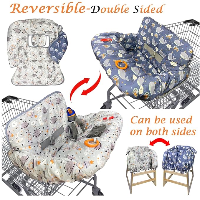 Shopping Cart Cover for Baby and Toddler, Waterproof Grocery Cart and High Chair Cover, Soft Padded Cart Cover for Babies, Universal Fit for Costco, Target and Restaurant High Chairs