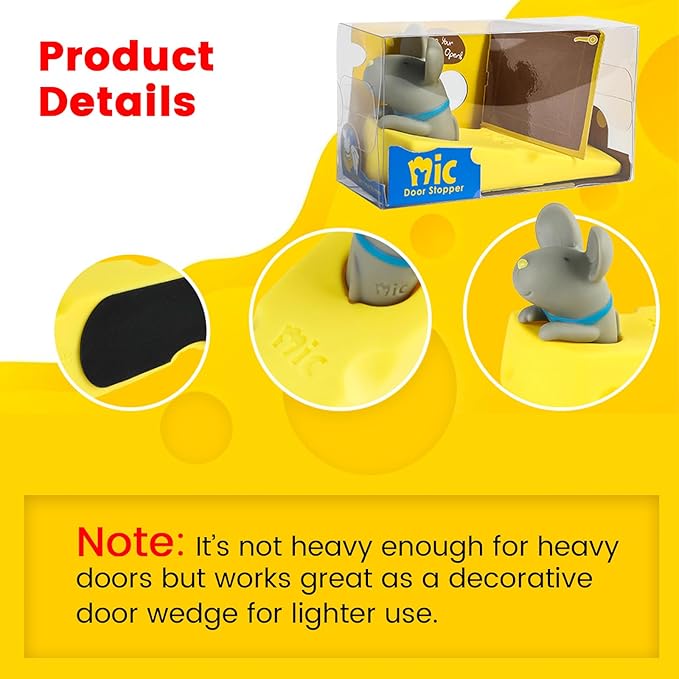 DomeStar Cute Mouse Stopper, Gray Mouse Door Stop Decorative Animal Doorstop Door Wedge