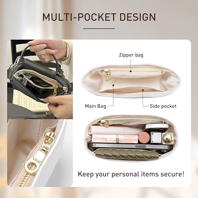 Doxo Mini Purse Organizer Insert for Longchamp-Le Pliage Original/Green Pouch, Lightweight Waterproof DupontPaper Mini Long Champ Bag Organizer Insert, Keeps Bags Shaped & NeatWhite, XS