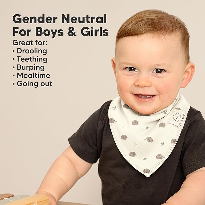 KeaBabies 8-Pack Organic Baby Bandana Bibs for Girls - Super Absorbent Triangle Baby Bibs for Drooling and Teething Infant, 100% Cotton Extra Soft for Newborn, Infant 0-36 Months (Fall Spores)