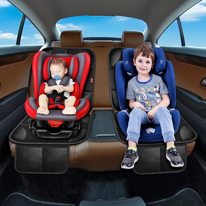 XHYANG Car Seat Protector 1 Pack Car Seat Cushion Mat Thickest Padding,Waterproof 600D Fabric Car Seat Covers for Non-Slip Backing Mesh Pockets for Baby and Pet (Brown, 2 Pcs)