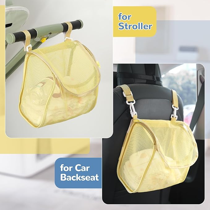 Bath Toy Storage, Detachable 3 Compartments Bath Toy Holder, Large Capacity Bathtub Toy Storage, Mesh Beach Toy Bag Shower Caddy Organizer for Bathroom Beach - Yellow