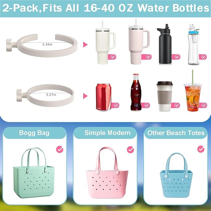 3 Packs Clear Bogg Beach Tote Bag with 2 Pack Insert Hooks Accessories for Bogg Bags Travel Makeup Clean Toiletry Brush Organizer Cosmetic Divider Storage Inner Pouch