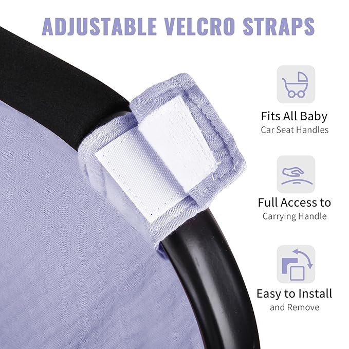 Metplus Muslin Car Seat Cover for Babies - Carseat Stroller Cover Infant Stroller Covers for Boys and Girls, Breathable & Lightweight, Fits Most Strollers & Baby Car Seats