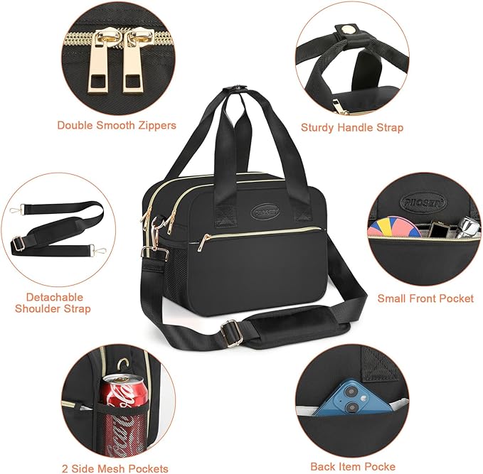PIIOSER Breastmilk Cooler Bag with Ice Pack, Fits 6 Baby Bottles Up to 9 Ounce, Insulated Bottle Travel Bags with Shoulder Strap-Wearable Breast Pump Carrying Case for Nursing & Working Moms