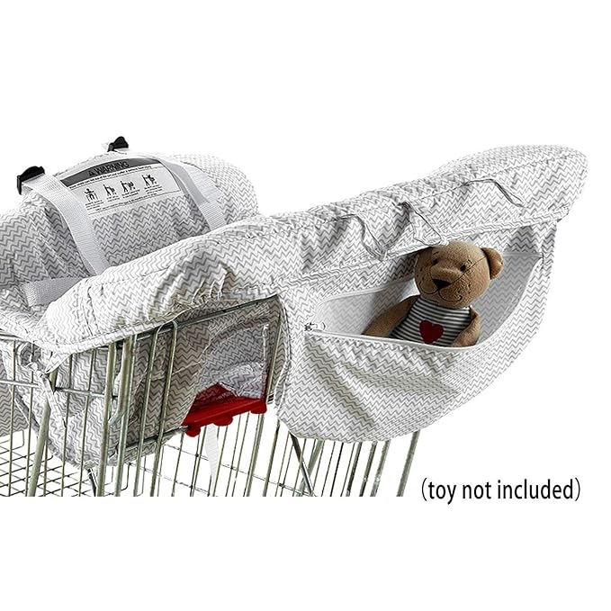 Premium Shopping Cart Cover & High Chair Cover, Easy Install, Harness System, Soft Comfort Cushioning, Universal Size (Chevron)