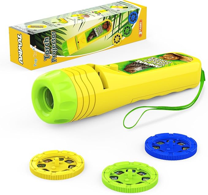 Pup Go Animal Projector Flashlight for Kids Ages 3+, 3 Discs 24 Images, Safari Animal Toys for Boys & Girls, Kid Wildlife Animals Night Light Projectort, Learning Animals Gifts for Toddler Children