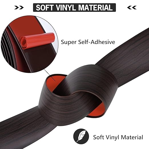 10Ft Floor Transition Strip Self Adhesive Vinyl Cover Floor Strip Flat Divider Transition Strip Wood Grain Design for Laminate Floor Gaps and Doorway Transitions (10Ft x 1.57 Inch, Brown)
