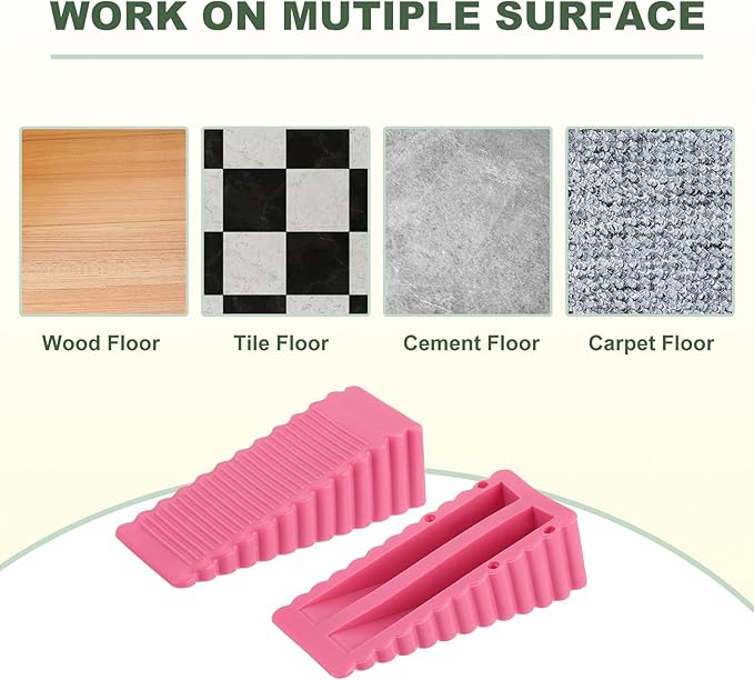 uxcell 4 Pcs Door Stoppers for Bottom of Door, 28mm/1.10 Inch Door Stops, Rubber Door Stopper Wedge Anti Slip, Window Stopper Door Stackable, Pink