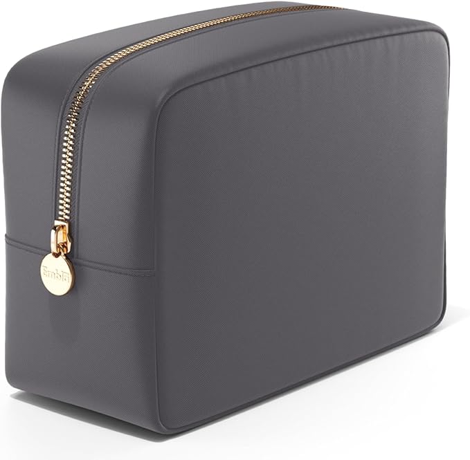 Embla Large Makeup Bag and Waterproof Nylon Travel Toiletry Bag, Large Capacity Cosmetic Zipper Pouch, Grey