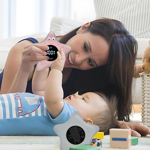 Baby Bath Thermometer with Floating Toys - Digital Water & Room Temperature Monitor, Rechargeable Thermometer with Alerts for Newborn Bath Essentials, Infant Safety