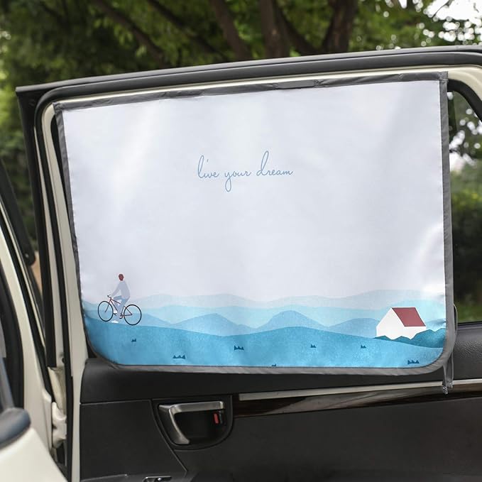 BEBEDECO Magnetic Car Sun Shade Curtain for Side Window – Sun Blocker and UV Protector for Baby, Kids, and Pets – Universal Fit with Built-in Magnets for Steel-Framed Door (Bebe DayDay)