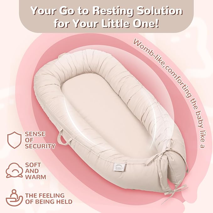 EAQ Baby Lounger, Infant Lounger for Newborn,Portable Baby Nest Cover Breathable & Soft, Newborn Essentials