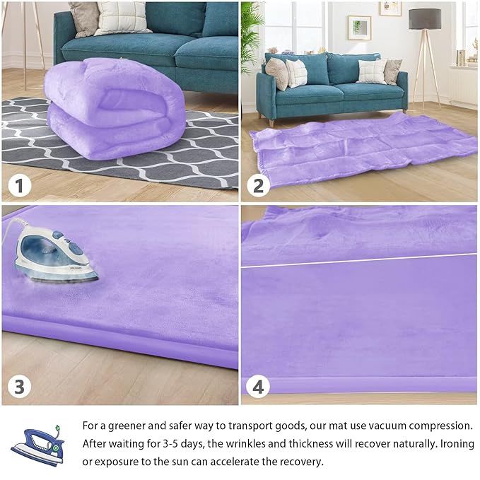 Baby Play Mat for Floor Nursery Muscle Area Rug Playroom Rug 47"x47" Memory Foam 1.3" Thick Crawling Mat for Babies,Toddlers, Infants,Kids(Lavender)
