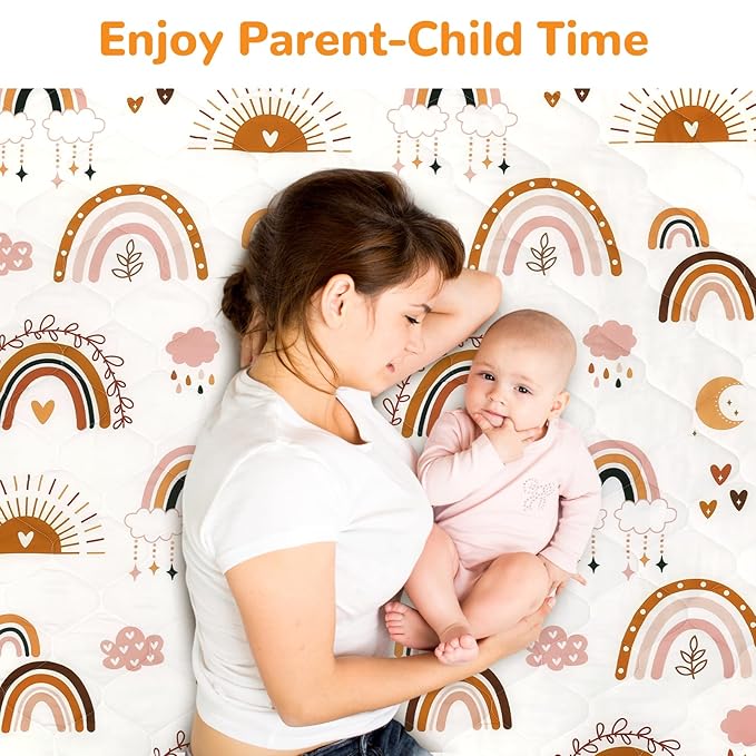 Baby Play Mat Toddler Playpen Mat 50 x 50 inch, Removable-Washable Cover,Extra Thick Foam Padding,Non-Slip Crawling Cushion for Infants, Toddlers & Babies Tummy Playing Time
