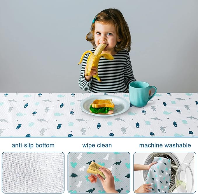 Splat Mat 2 Pack for Under High Chair & Arts & Eating Mess, Waterproof Baby Playtime Anti-Slip High Chair Mat for Floor or Table, Reusable & Portable Splash Mat for Under High Chair, 46" x 42"