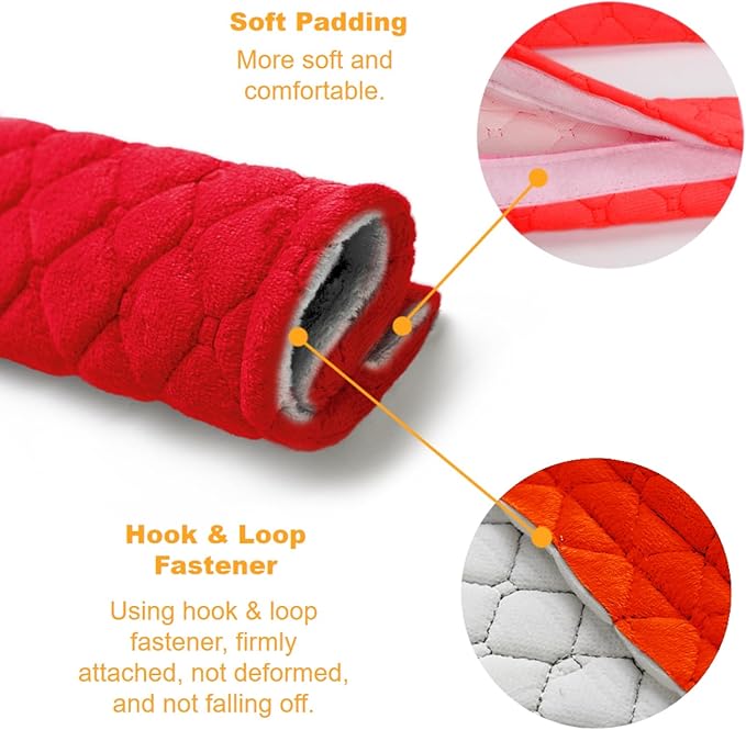 WSSROGY 5 Pack Soft Comfort Car Seatbelt Cover Protector Pads Strap for Protecting Neck and Shoulder (Red)