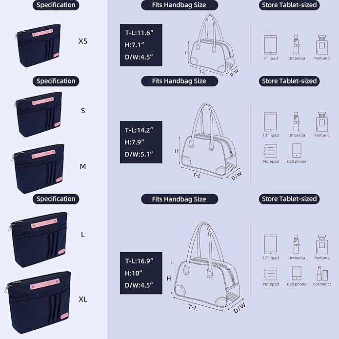 VANCORE Purse Organizer Insert for Handbags,Tote Bag Organizer Insert with Zipper Bag,Premium Handbag Organizer Inside Liner for Women