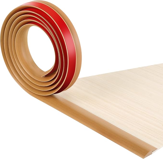 BNELL Floor Transition Strip Self Adhesive-PVC Carpet & Floor Edging Trim Strip,Threshold Transitions Suitable for Threshold Height Less Than 5mm (9.84FT_Yellow Oak Grain)