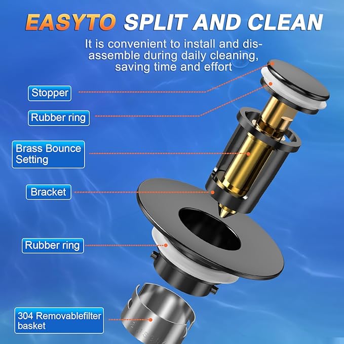 Sink Stopper Hair Catcher,(2PCS) Pop-up Sink Drain Strainer with Removable Stainless Steel Strainer Basket Hair Catcher, Bathroom Sink Strainer for Bathroom Sink Stopper Replacement