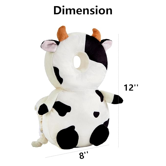 Baby Head Back Protector Backpack Toddler Safety Protector Cushion Pad Soft, Adjustable and Lightweight Design for Safe Walking and Crawling Toddlers Girls and Boys(Cow)