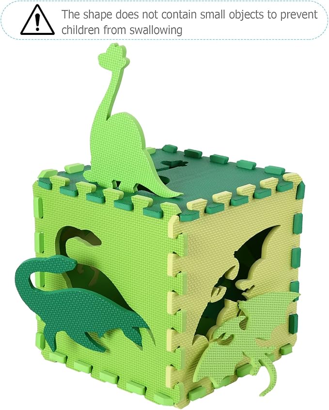 Tamiplay Foam Play Mat for Kids，25Pcs Square Interlocking Puzzle Floor Mat，Baby Play Mat Floor Mat Foam Puzzle Playmat for Toddlers with Fence - Green Dinosaurs