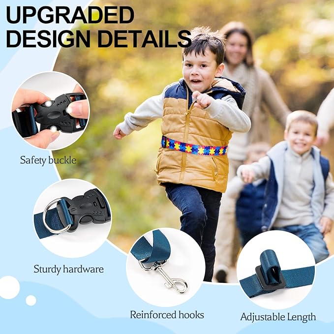 Waist Leash Harness for Kids with Autism, Hands-Free Safety Tether to Prevent Wandering in Public, Adjustable Waist Belt Leash for Autistic, ADHD & Special Needs Children, Fits Big Kids Ages 3–12