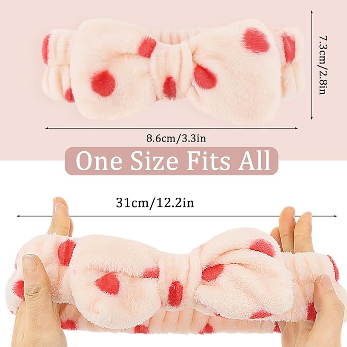 10 Pack Plush Bow Skincare Headbands - Assorted Colorful Polka Dot & Patterned Spa Headbands for Women & Girls, Pajama Parties, Birthday Gifts, Back to School, and Daily Skincare