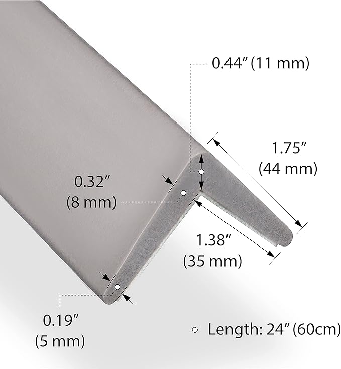 Heavy-Duty Industrial-Grade Low-Profile Corner Guard Edge Protector and Bumper - Grey, 24 Inches - 1 Each