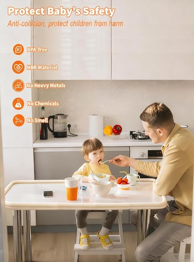 QYV Edge Protector for Baby Proofing, 6.6FT 0.67’’Th L-Shape Air Buffering Soft NBR Rubber Foam Furniture Edge Bumper Guards with 6 Corners, Pre-Taped, Thick Table Bumper Guard for Babies (Beige)