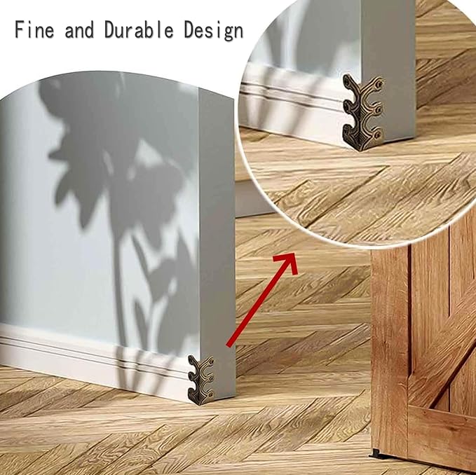 Skirting Board Corner Protectors Solid Brass Baseboard Corner Protectors, Vintage Metal Corner Protector Table Corner Perimeter Cover Safety Bracket with Screws (Black*5Pcs)
