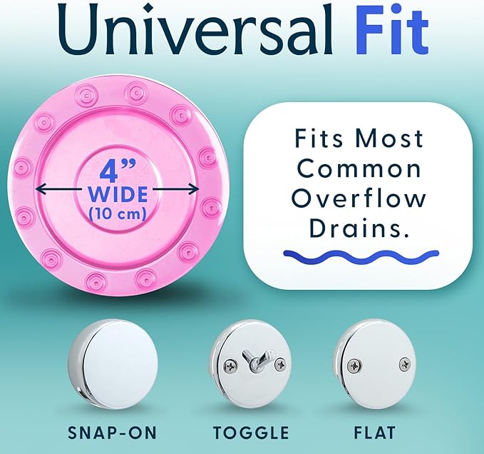SlipX Solutions Bottomless Bath, Essential Overflow Drain Cover for Bathtub, Best Bath Accessories for Women, Adds Inches of Water to Your Tub for Deeper Soak, 4" Diameter, Pink
