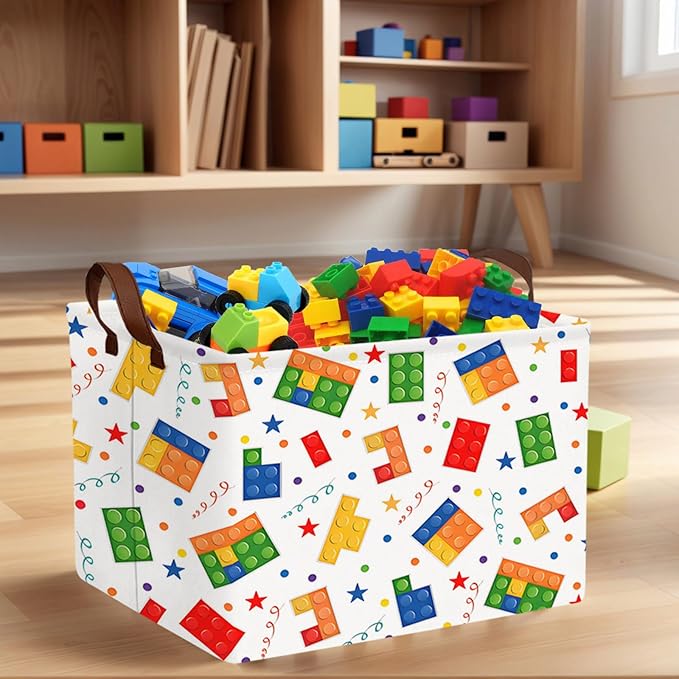 ASKETAM Kid Cute Nursery Storage Basket Baby Toy Clothes Storage Bin Playroom Bedroom Decor Basket(Building Blocks)
