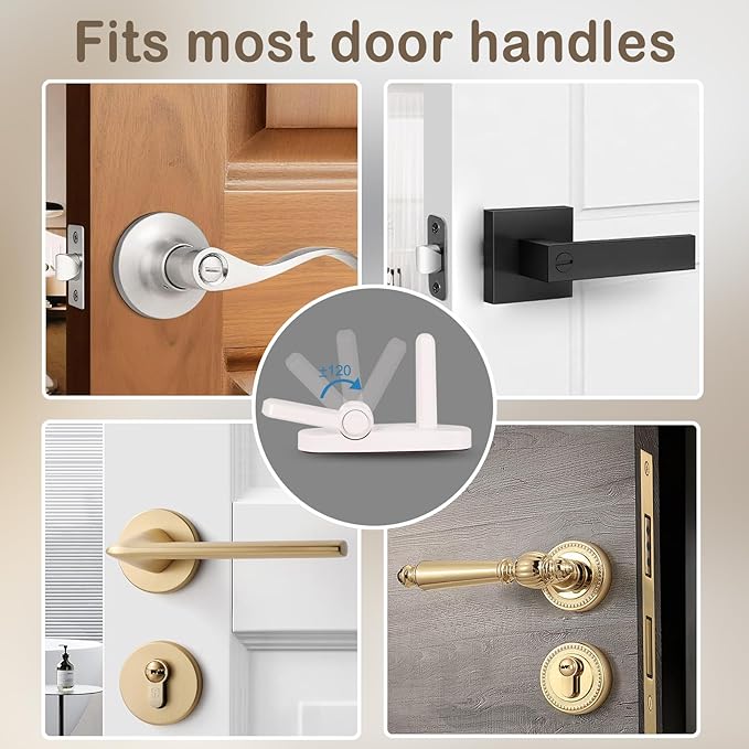 Babylush Childproof Door Lever Lock(1 Pack) Door Locks for Kids Safety,Preventing Babies from Opening Doors,Child Proof Door Lock with 3M Adhesive,Easy Install & Remove,Durable ABS,White