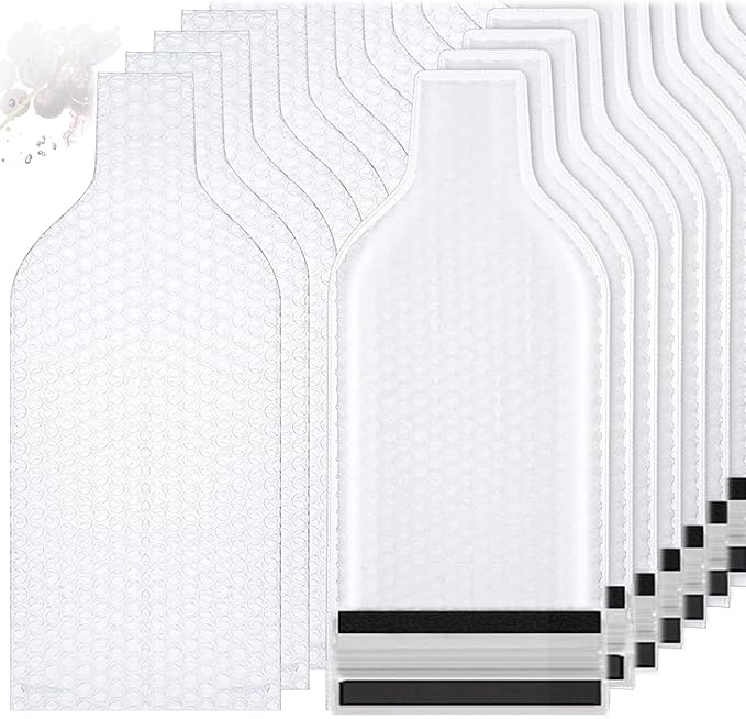 alitade Reusable Wine Bag - 10Packs Wine Bottle Travel Protector for Travel Glass Bottle Bags,Double Layer Bubble Cushioning Wrap Suit for Airplane Car Cruise Protection Luggage Leak-proof