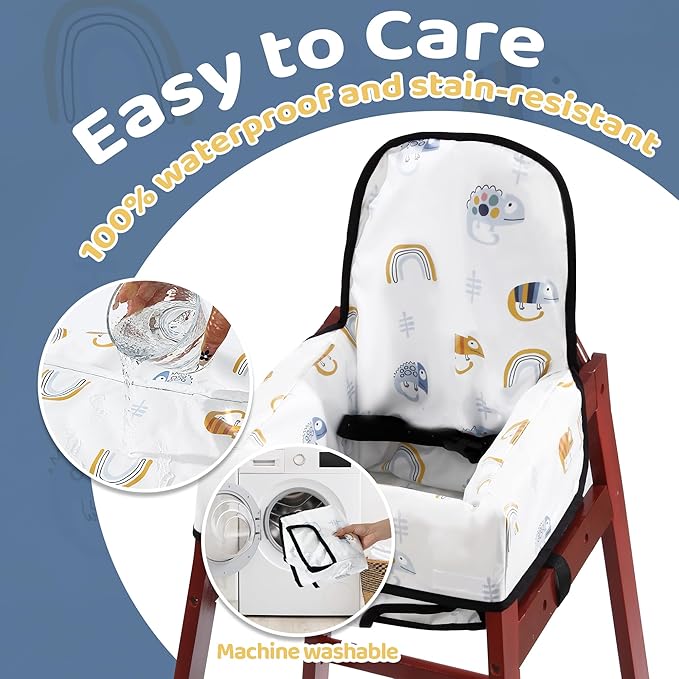 BALAPET Resuable 100% Waterproof High Chair Cover with Back Support for Restaurant, Baby Chair Protector Cover for Wooden or Restaurant High Chair, Protect Against Messy Meals and Dirty
