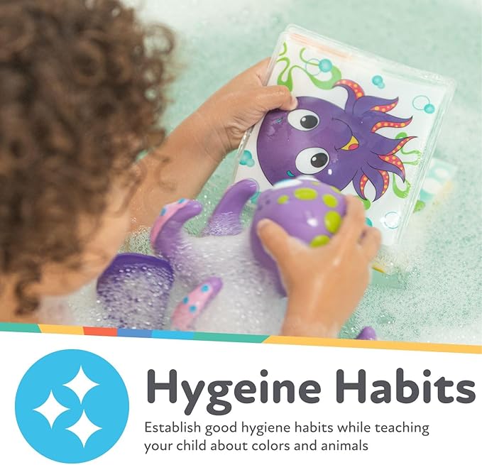 Nuby Bath Fun Time Book with Water-Proof Pages and Surprise Squeaker, Early Education, 0 M+ (Prints May Vary)